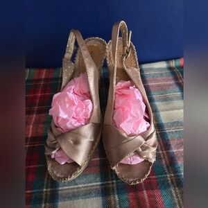 Seychelle Taupe Silk Wedges